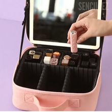 Cargar imagen en el visor de la galería, Organizador de maquillaje portátil con espejo LED
