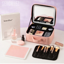 Cargar imagen en el visor de la galería, Organizador de maquillaje portátil con espejo LED
