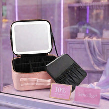 Cargar imagen en el visor de la galería, Organizador de maquillaje portátil con espejo LED
